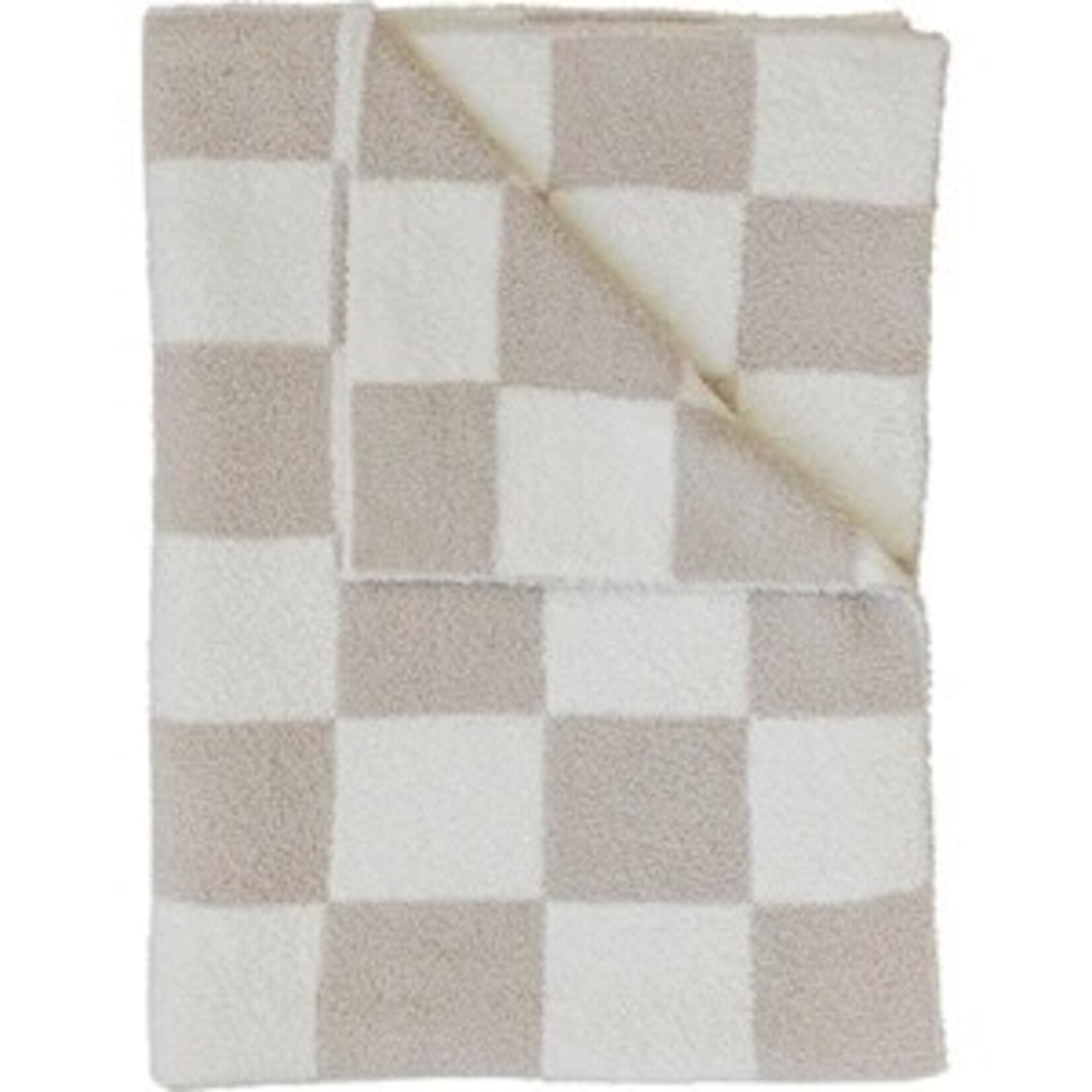 Mebie Baby Plush Lovey Blanket - Taupe Checkered  (15x20)