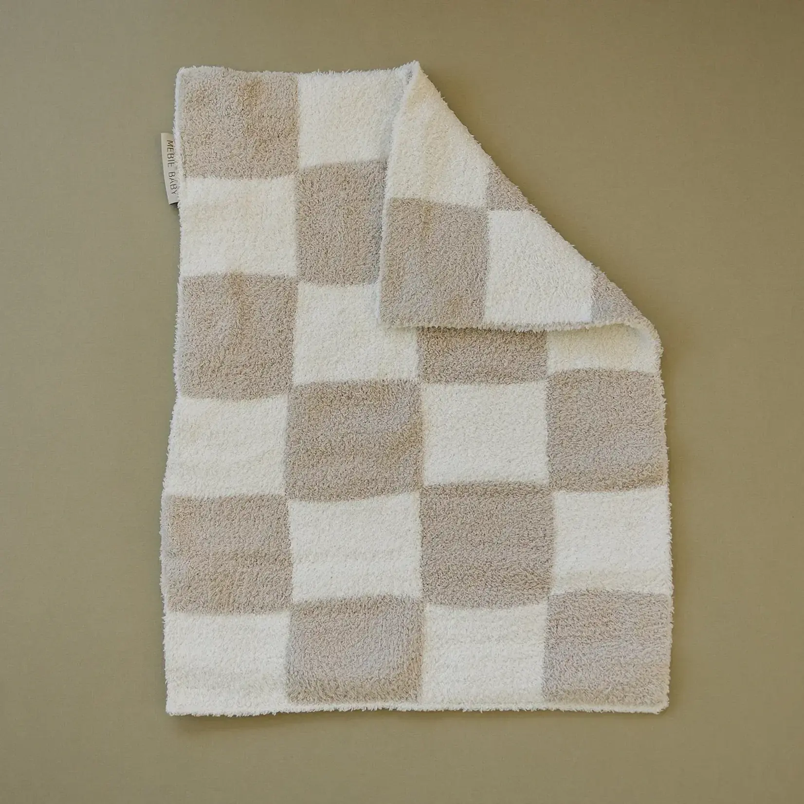 Mebie Baby Plush Lovey Blanket - Taupe Checkered  (15x20)