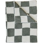 Mebie Baby Plush Blanket Throw - Green Checkered  45x60