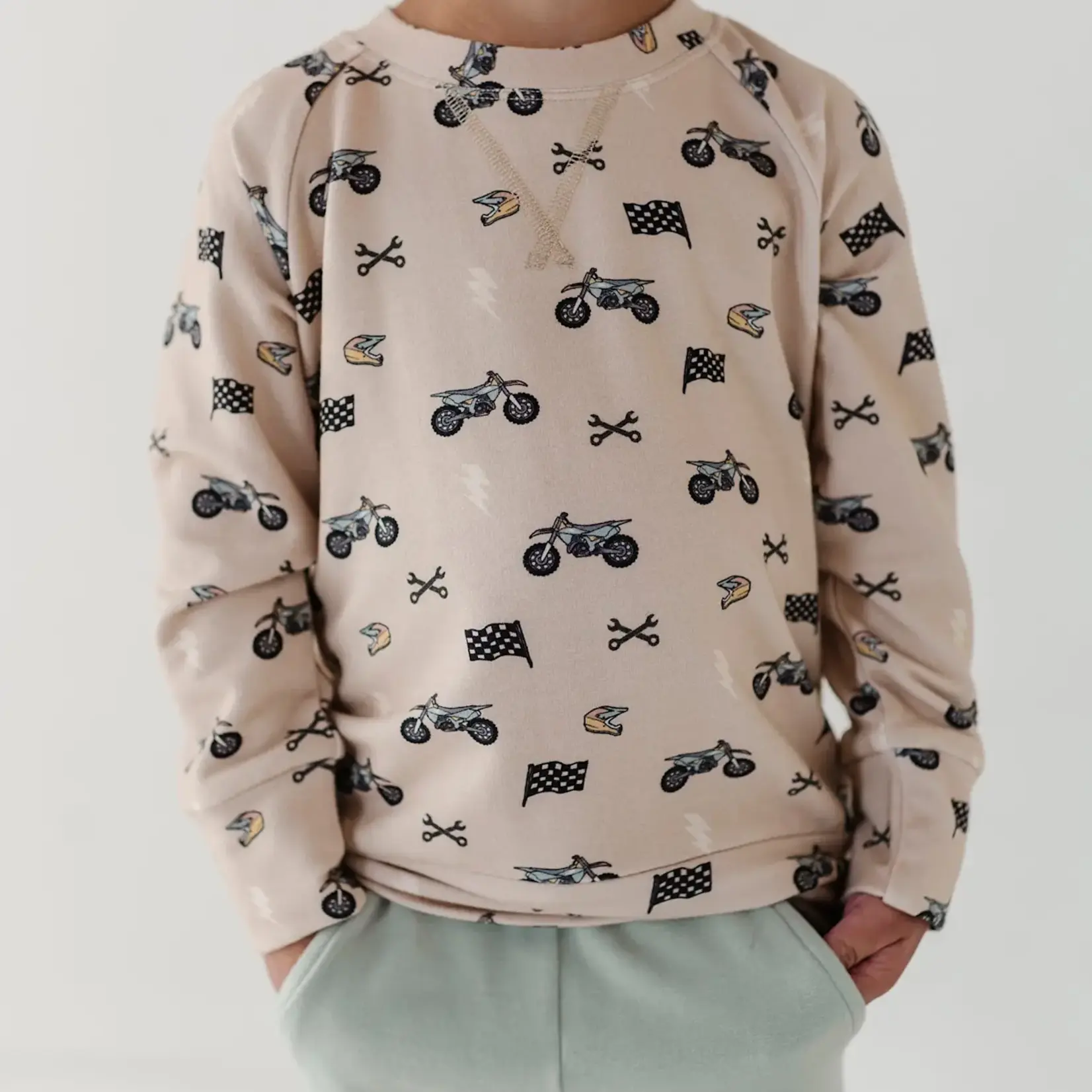 babysprouts clothing company Boys Raglan Sweatshirt | Dirt Bike