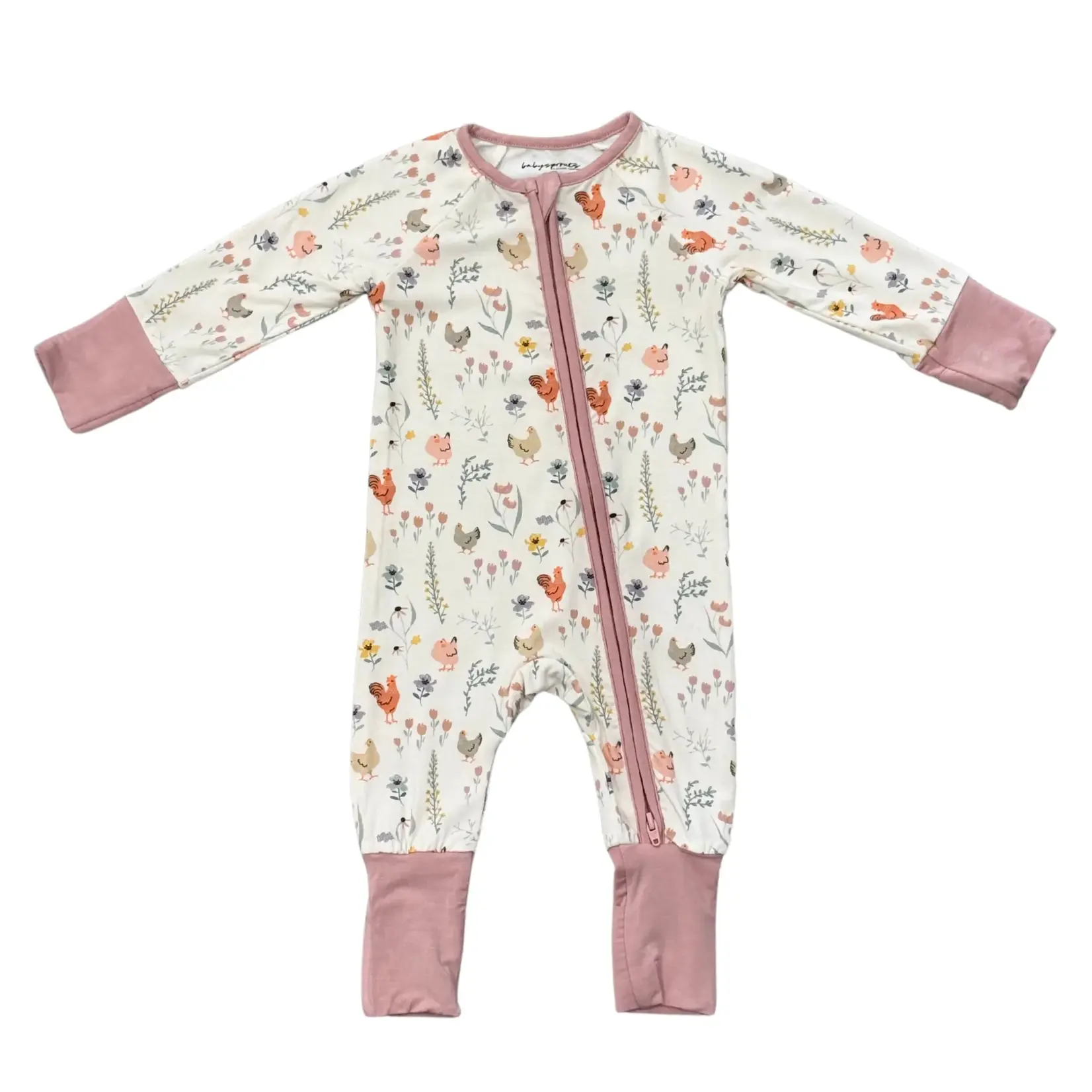 babysprouts clothing company Zip Romper | Floral Chicken