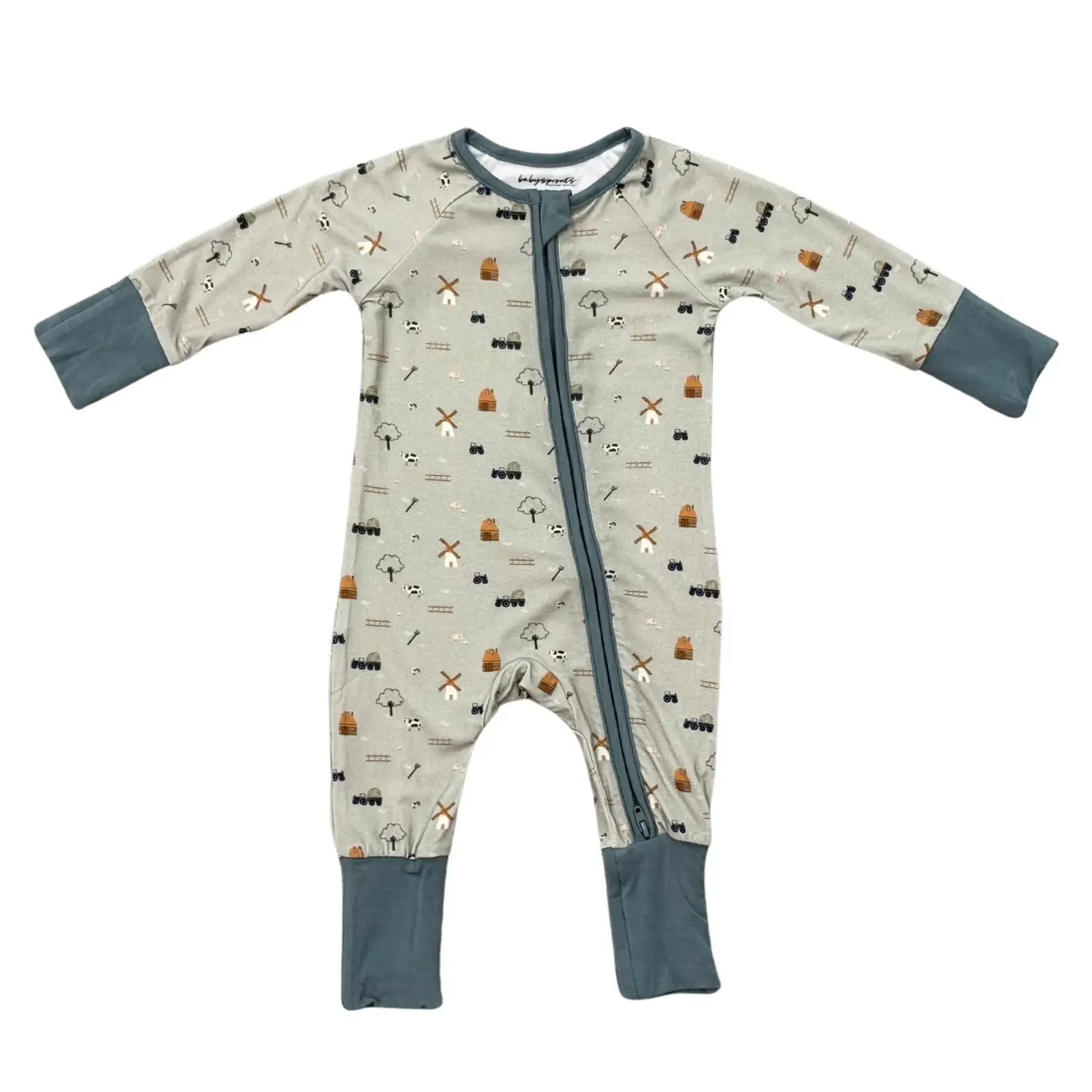 babysprouts clothing company Zip Romper | Farm