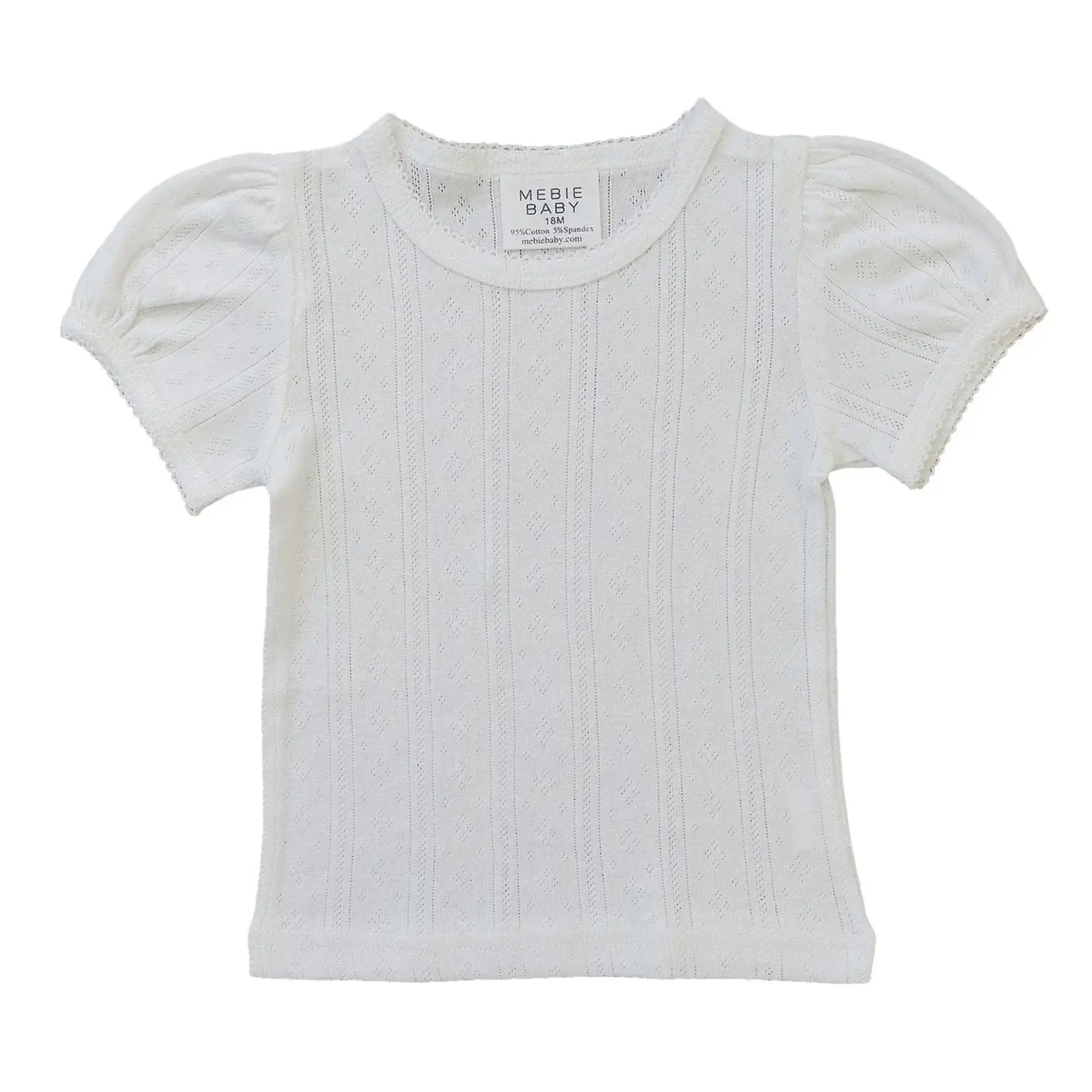 Mebie Baby White Pointelle Baby Tee
