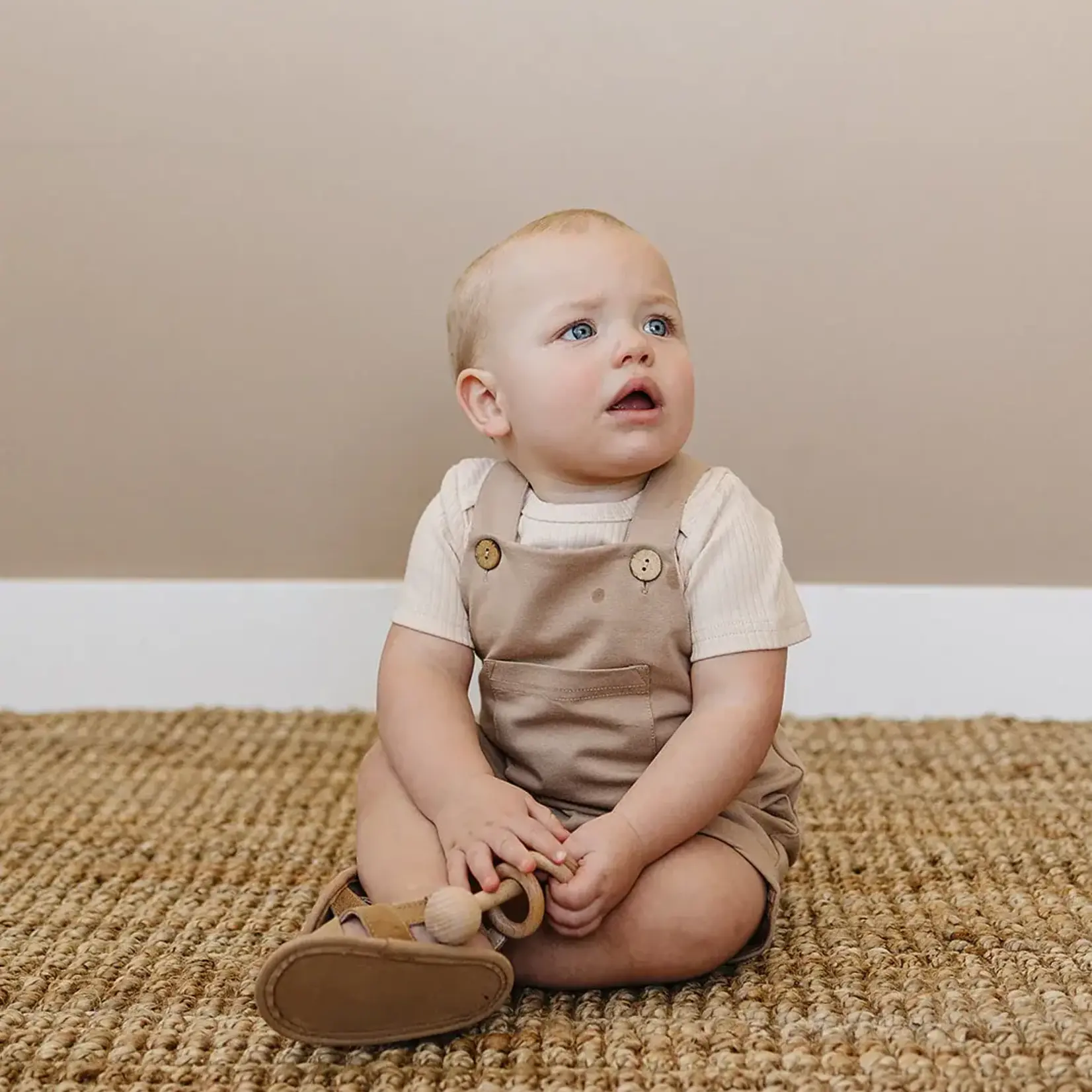 Mebie Baby Tan Short Overalls