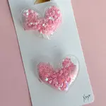 Baby Bling Bows 2PK Novelty Clips: Bubble Confetti Hearts Pink