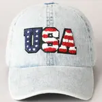 Fashion City Themed USA Letter Chenille Patch Baseball Cap - Light Denim