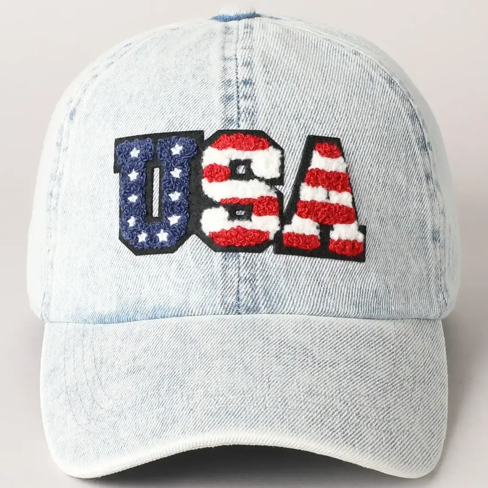 Fashion City Baseball Cap - USA Patch Light Denim