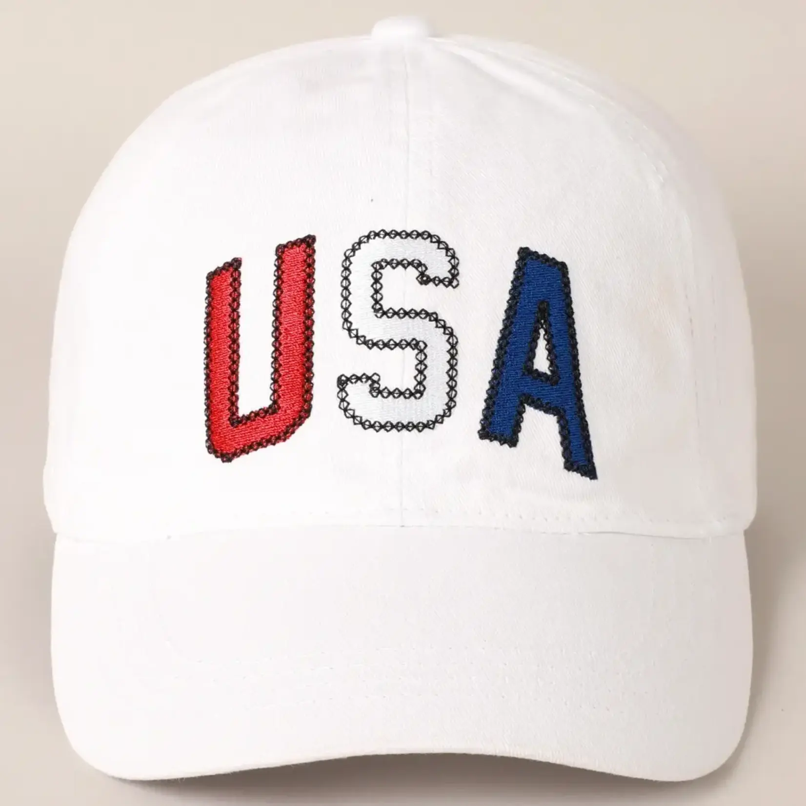 Fashion City USA Embroidered Adjustable Baseball Cap Hat - White