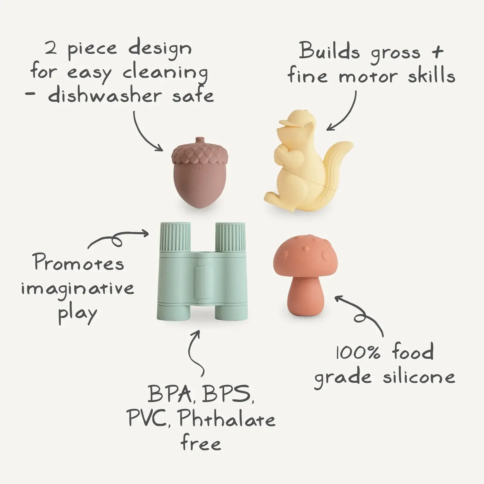 Mushie & Co Mold Free Bath Play Set - 4 Pack