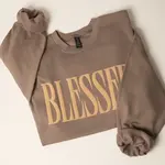Fashion City Sweatshirt - Blessed Puff Print | Brown