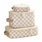 Itzy Ritzy Packing Cubes | Taupe Checkered