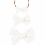 Lou Lou and Company Linen Classic - White Bow Headband Large