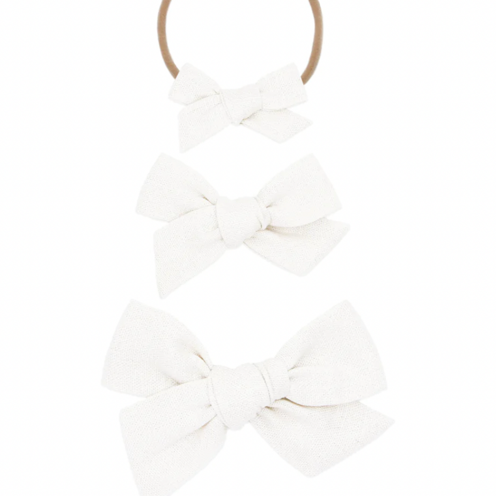 Lou Lou and Company Linen Classic - White Bow Headband Large