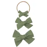Lou Lou and Company Linen Bow Headband Olive Medium