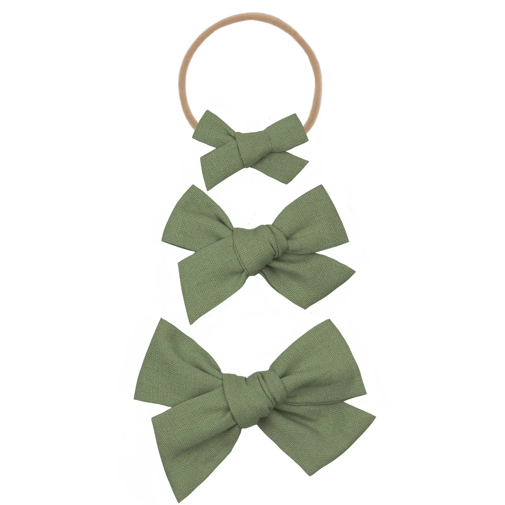 Lou Lou and Company Linen Bow Headband Olive Medium