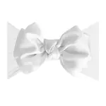 Baby Bling Bows Soft Nylon Headband with Satin Bow - White