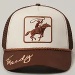 Fashion City Cowboy Image Howdy Embroidery Mesh Back Cap - Brown