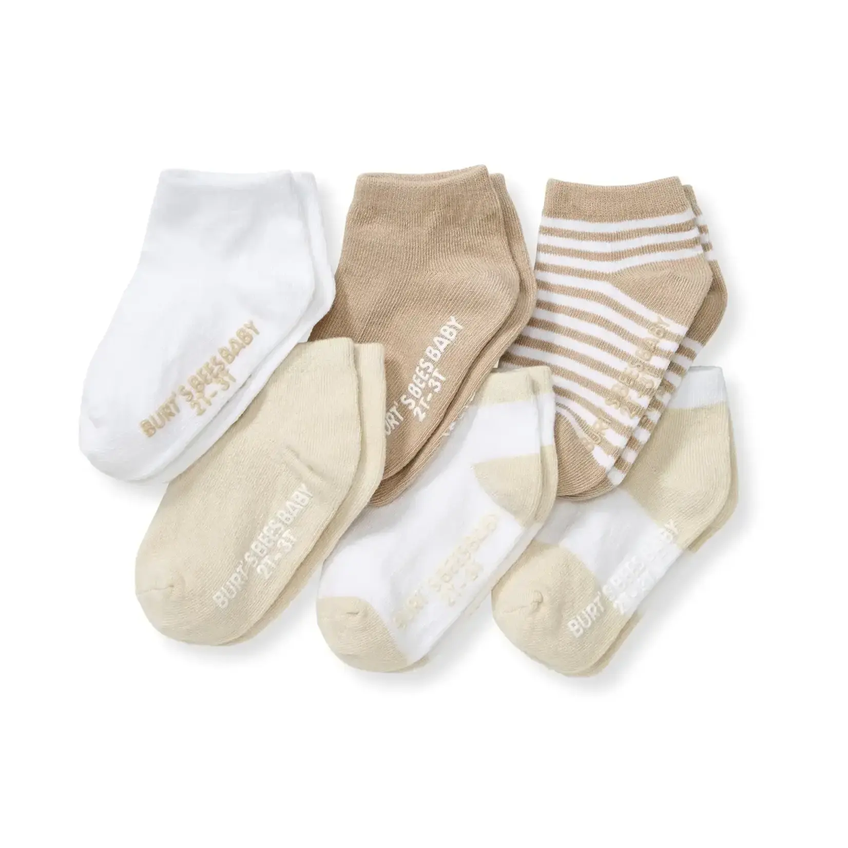 Burt's Bees Organic Baby Ankle Socks 6 Pack | Oat 0-3M