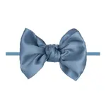 Baby Bling Bows Satin Fab Skinny Bow Headband- Antique Blue