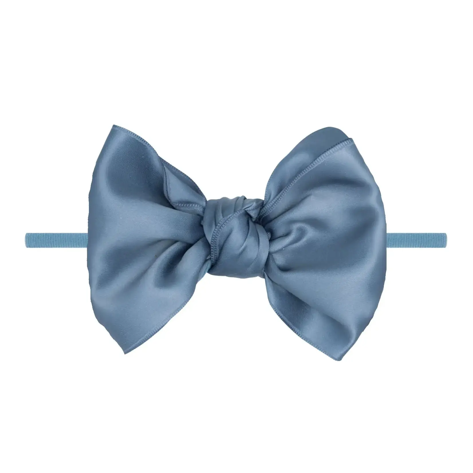 Baby Bling Bows Satin Fab Skinny Bow Headband- Antique Blue