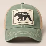 Fashion City Mama Bear Canvas Patch Mesh Back Baseball Cap - Sage