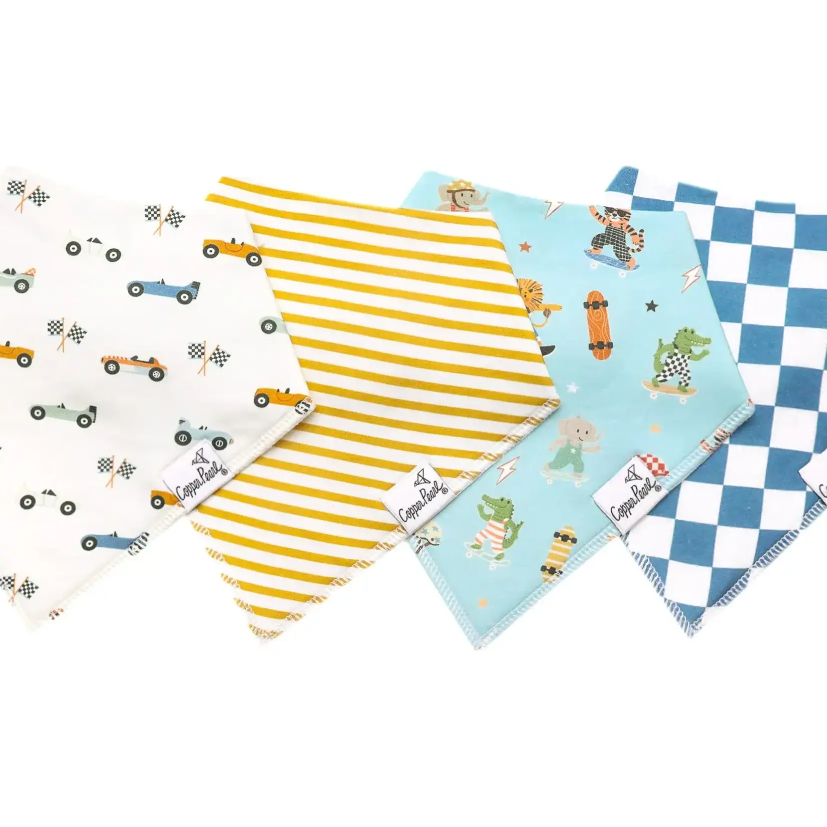 Copper Pearl Baby Bandana Bibs - Speedster - 4 pack