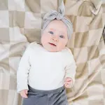 Saranoni Receiving Blanket Minky Stretch - Neutral Checkered