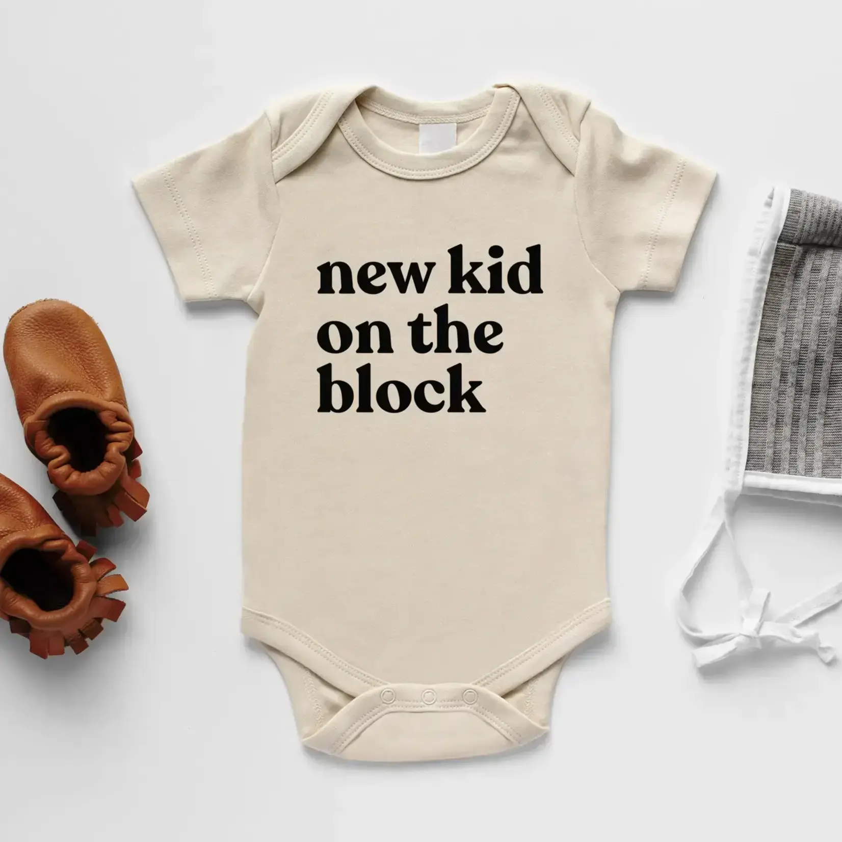 Gladfolk New Kid On The Block SS Bodysuit | Cream | 0-3M