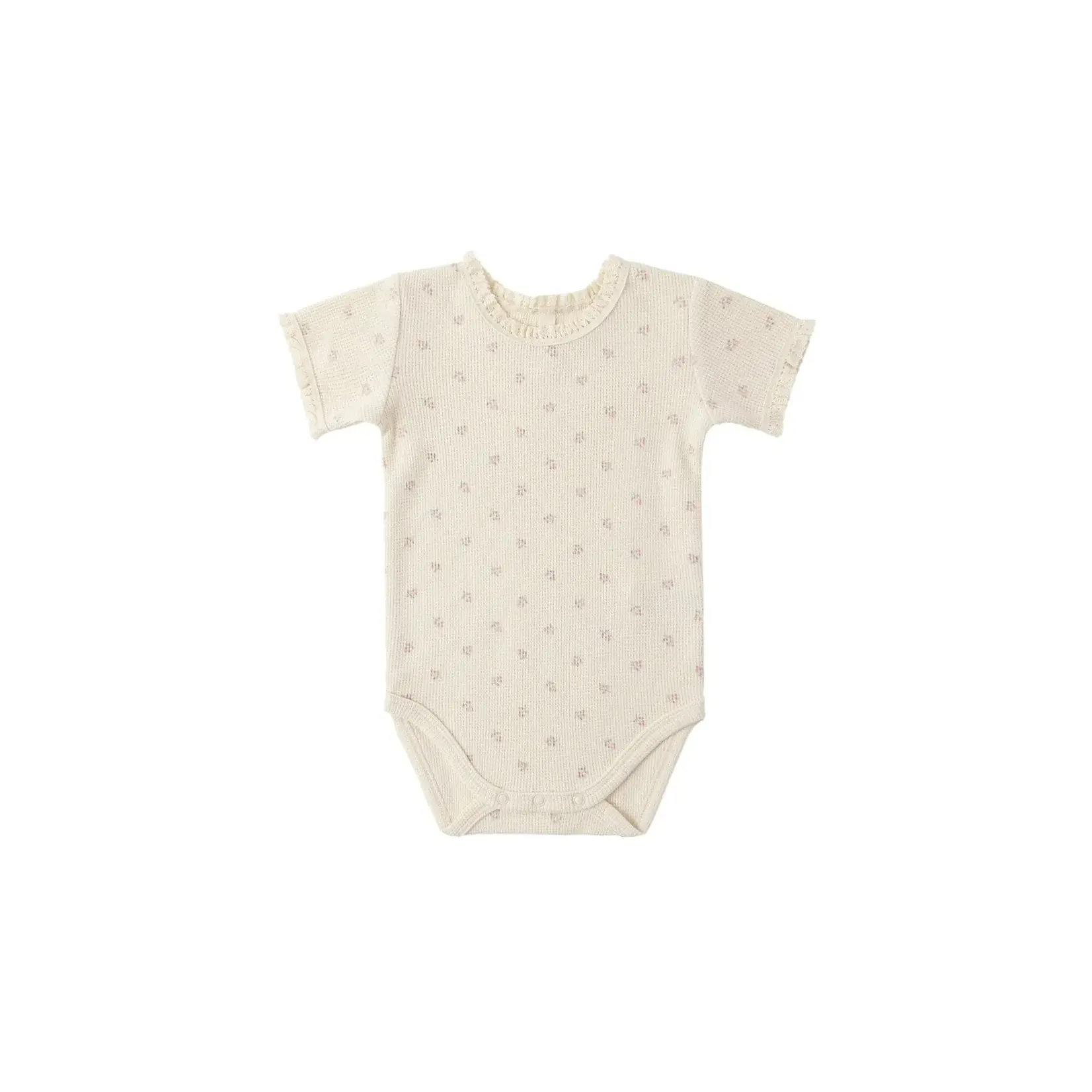 Quincy Mae S/S Waffle Bodysuit | Mauve Ditsy