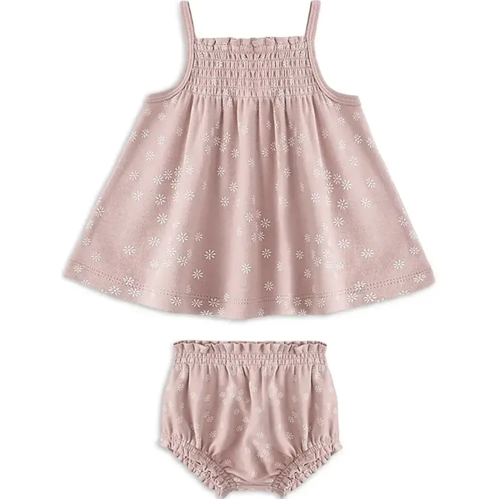Quincy Mae Smocked Tank + Bloomer | Mauve Daisy
