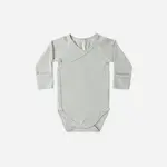 Quincy Mae Side Snap Bodysuit | Sage Micro stripe