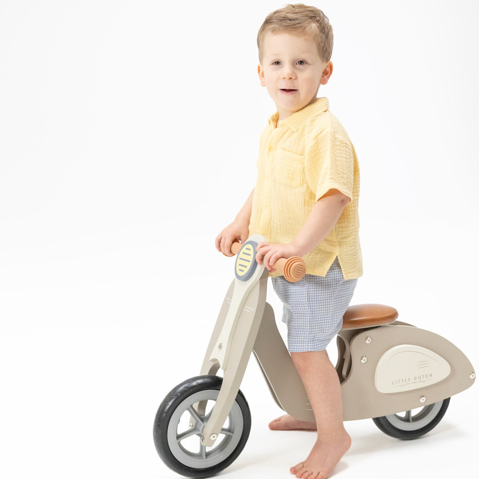 Angel Dear Baby Polo w Short | Micro Gingham Blue