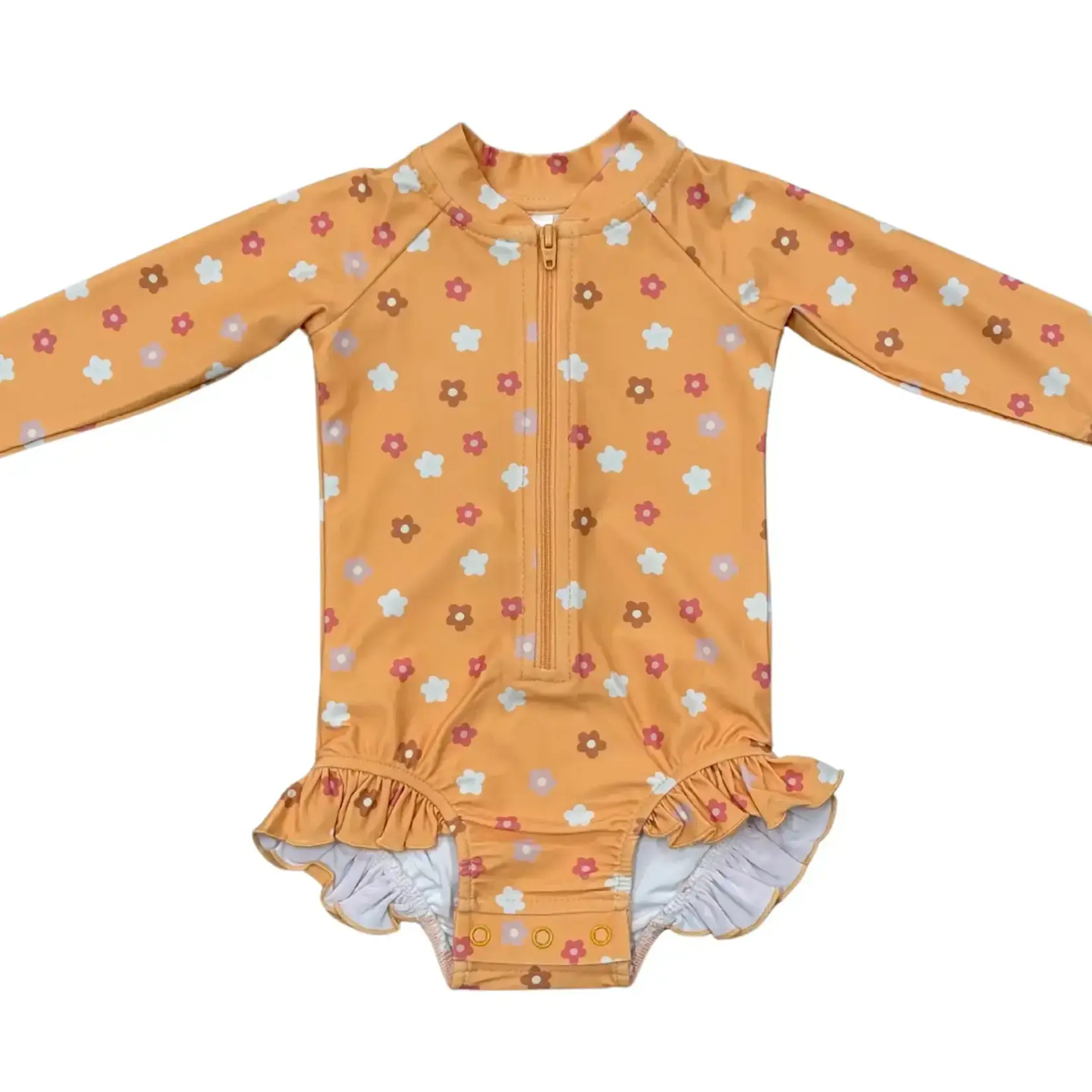 babysprouts clothing company Ruffle Rash Guard Swimsuit - Desert Mist Blooms