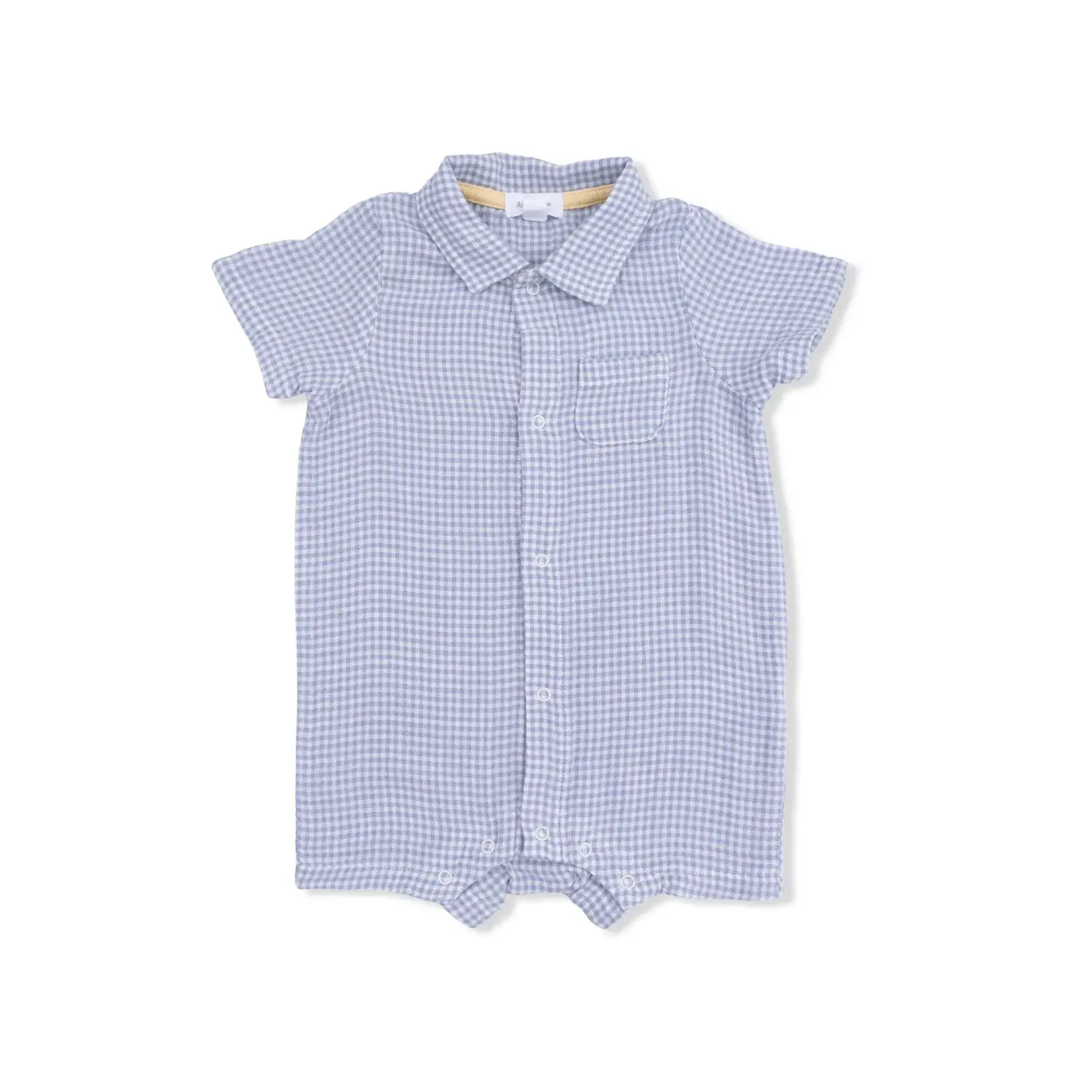 Angel Dear Polo Shortie | Micro Gingham Blue Blizzard