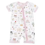 Angel Dear Shortie Romper | Cute Farm Animals Pink