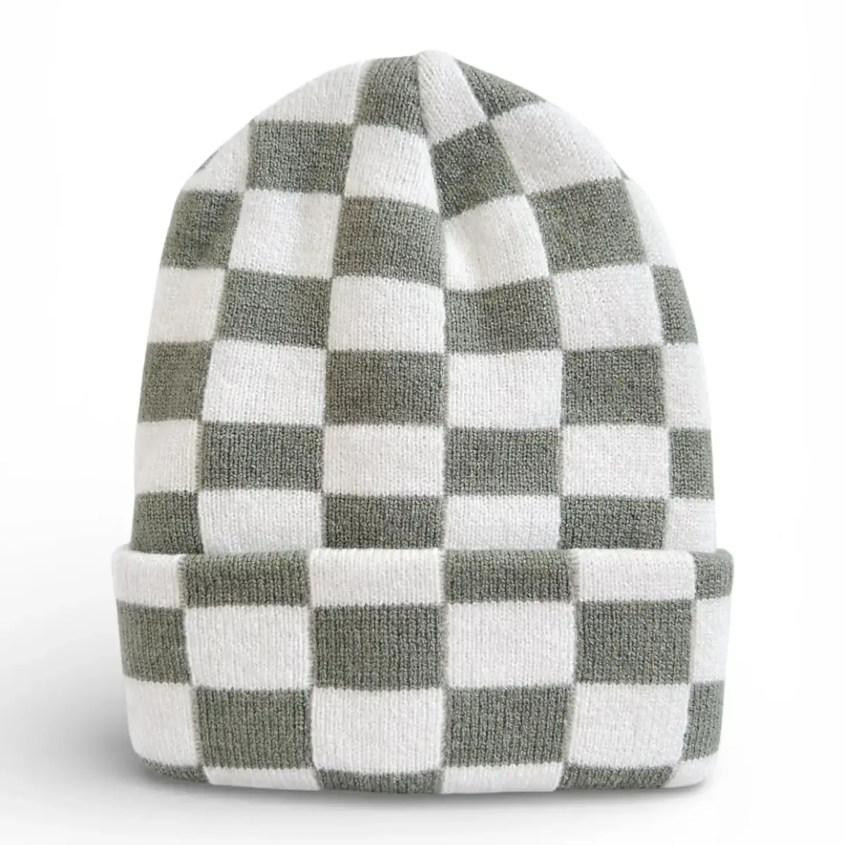 Baby's First Hat BFH | Fern/White Checkerboard Beanie