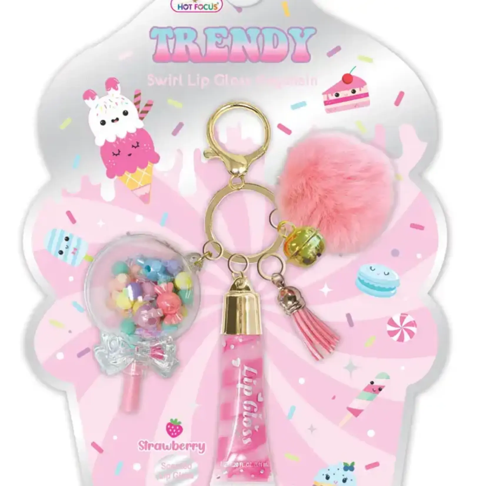Hot Focus Trendy Lip Gloss with Keychain, Sweets