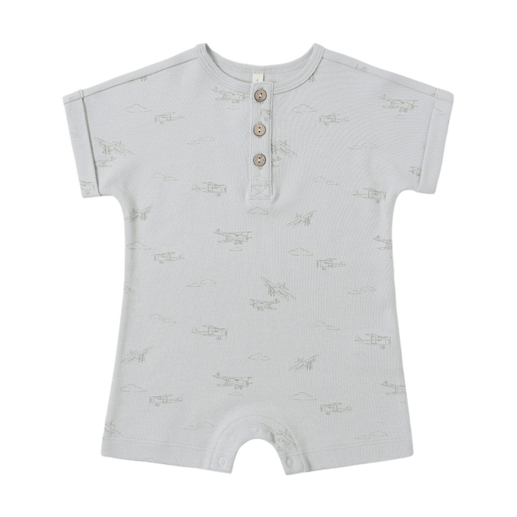 Quincy Mae Short Sleeve Romper | Airplanes