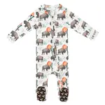 Copper Pearl Zipper Footie - Bison