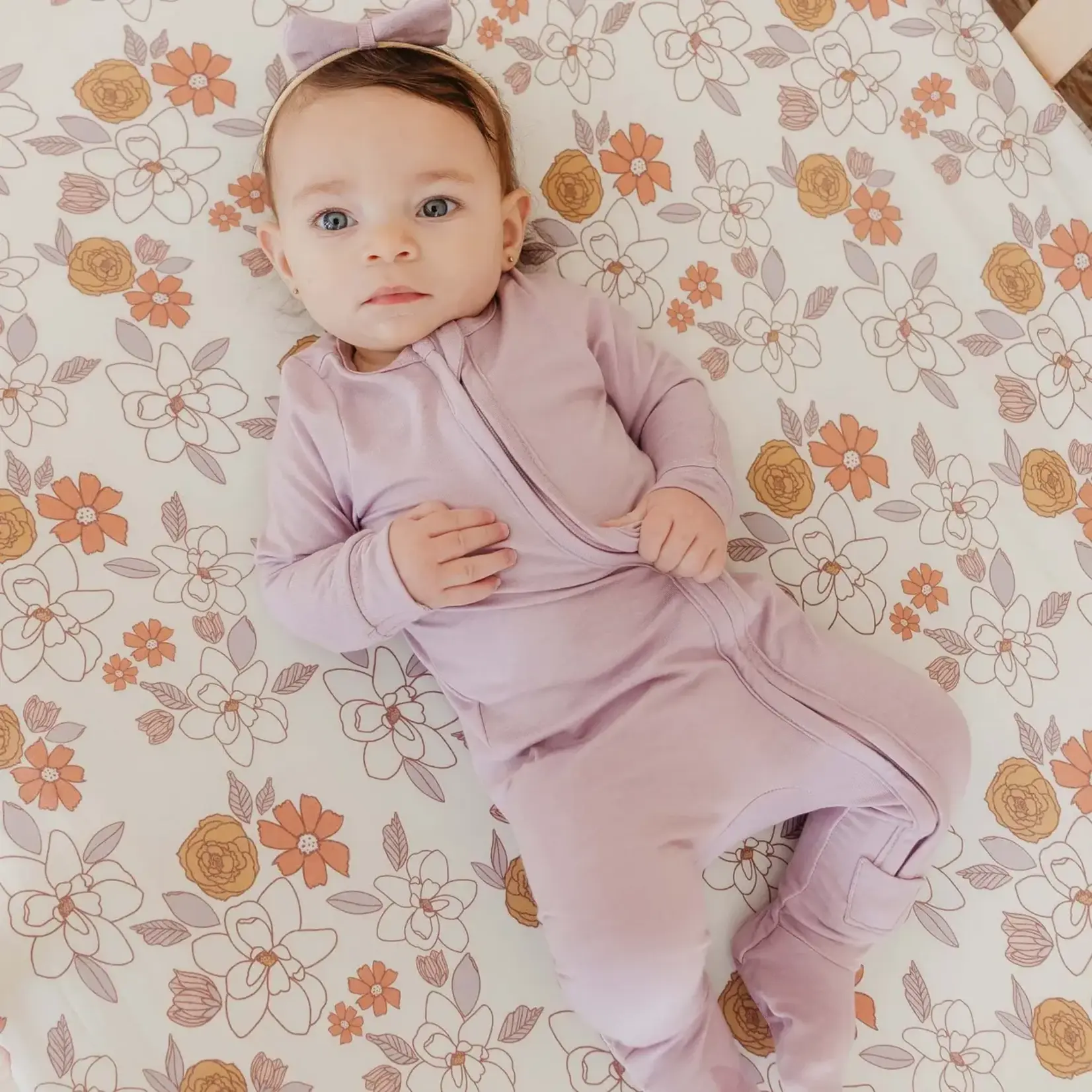 Copper Pearl Zipper Footie - Lily