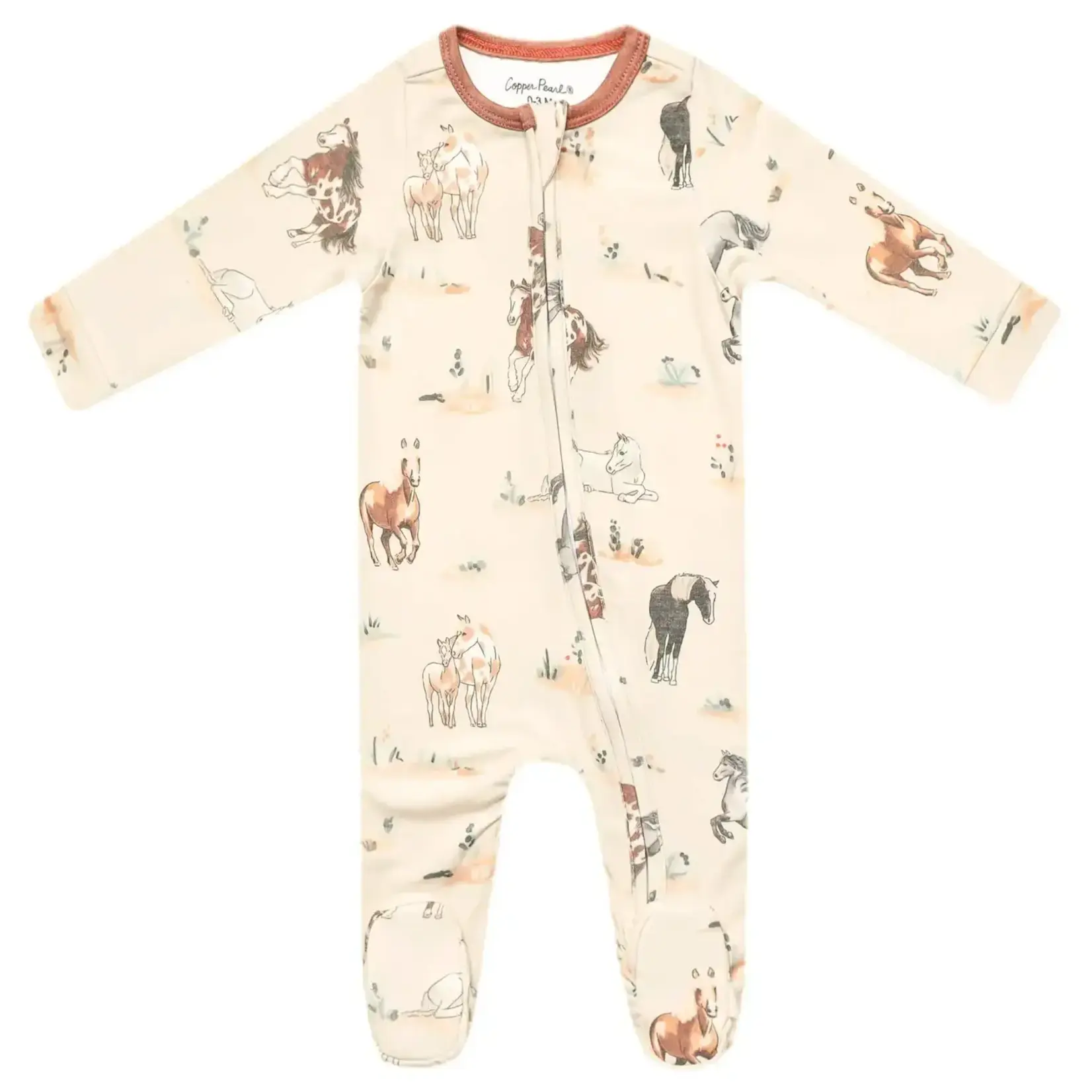 Copper Pearl Zipper Footie - Montana 0-3M