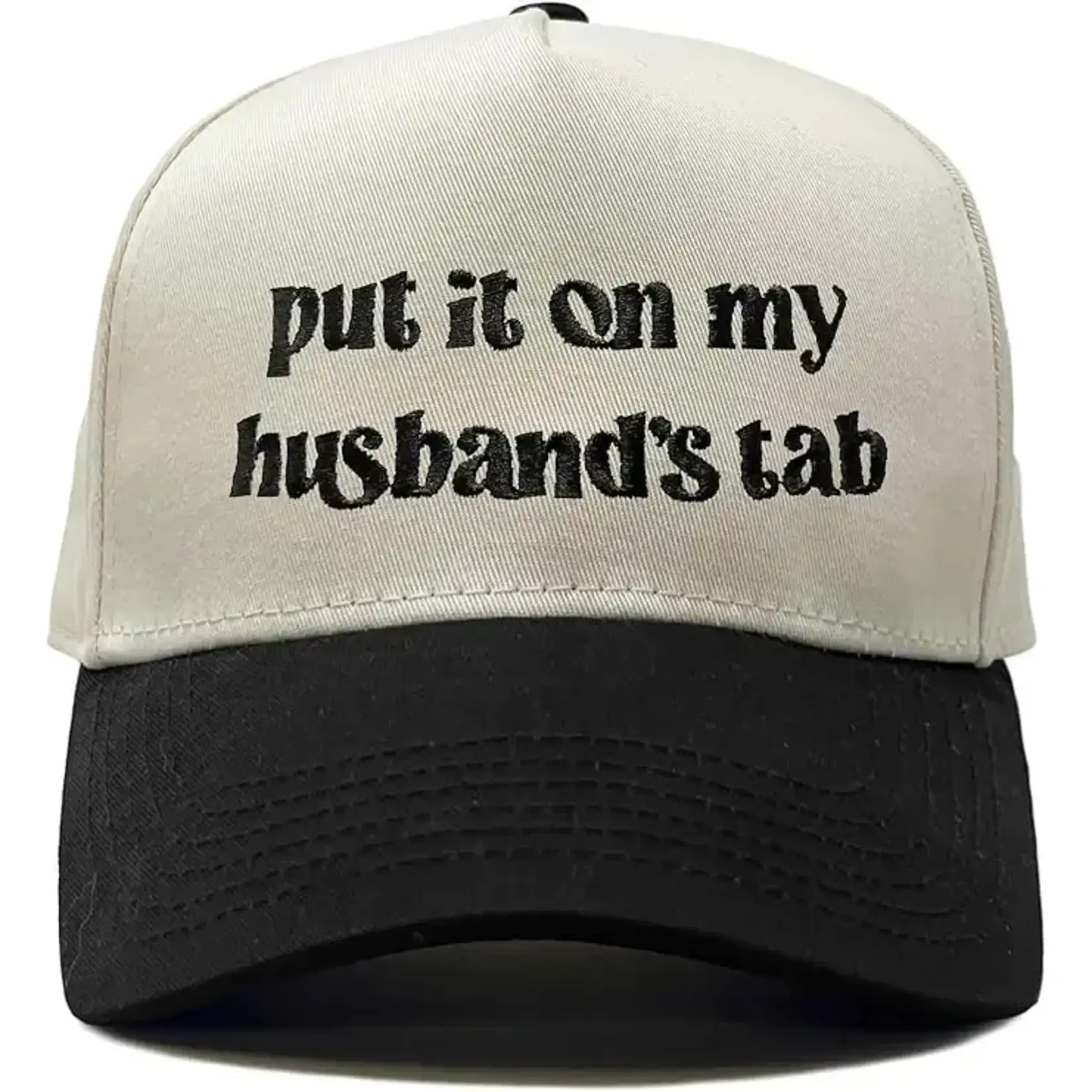 Kicks and Giggles Put It On My Husband's Tab Beige/Black