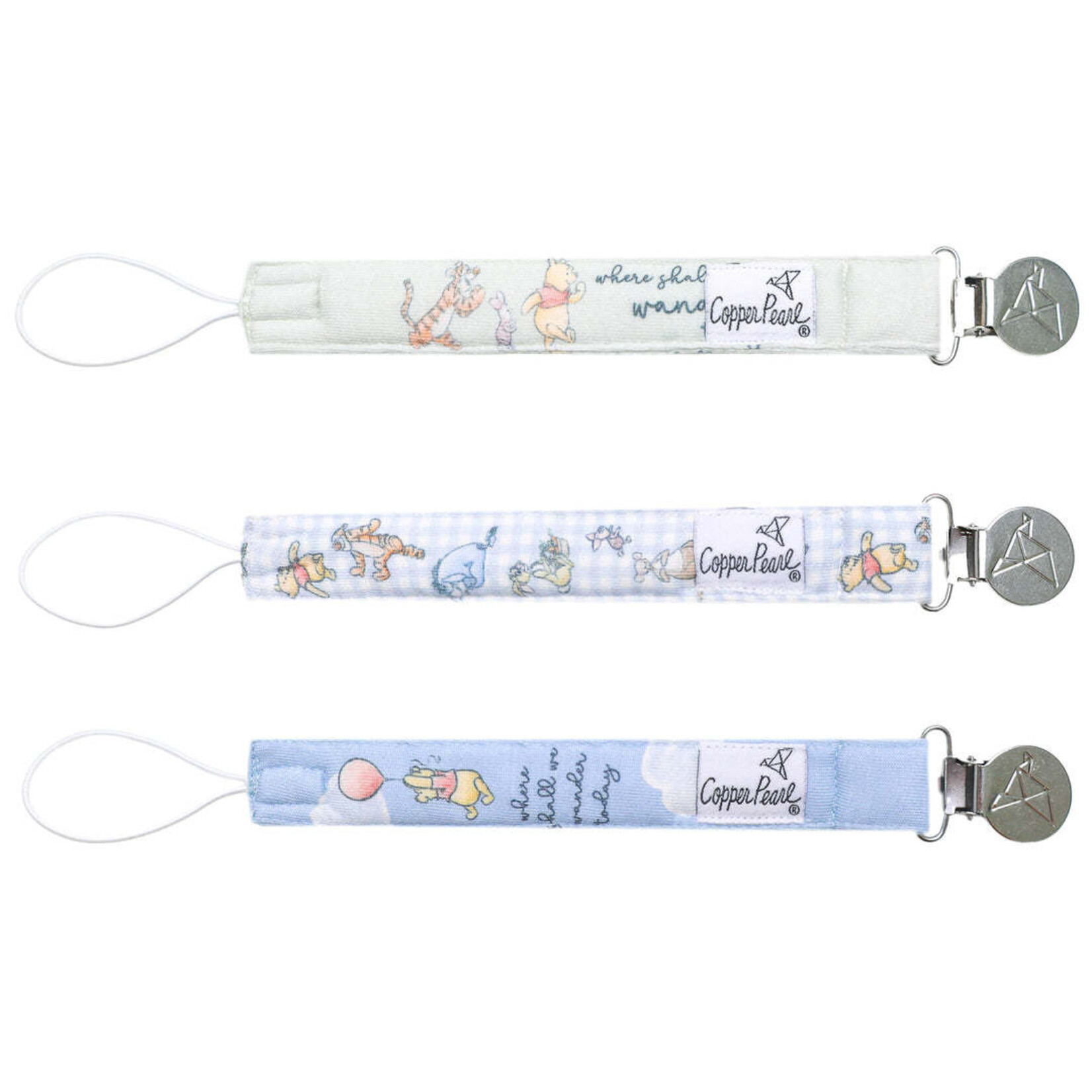 Copper Pearl Binky Clip Set - Hundred Acre Wood Pooh