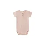 Quincy Mae Ribbed Henley S/S Bodysuit | Blush