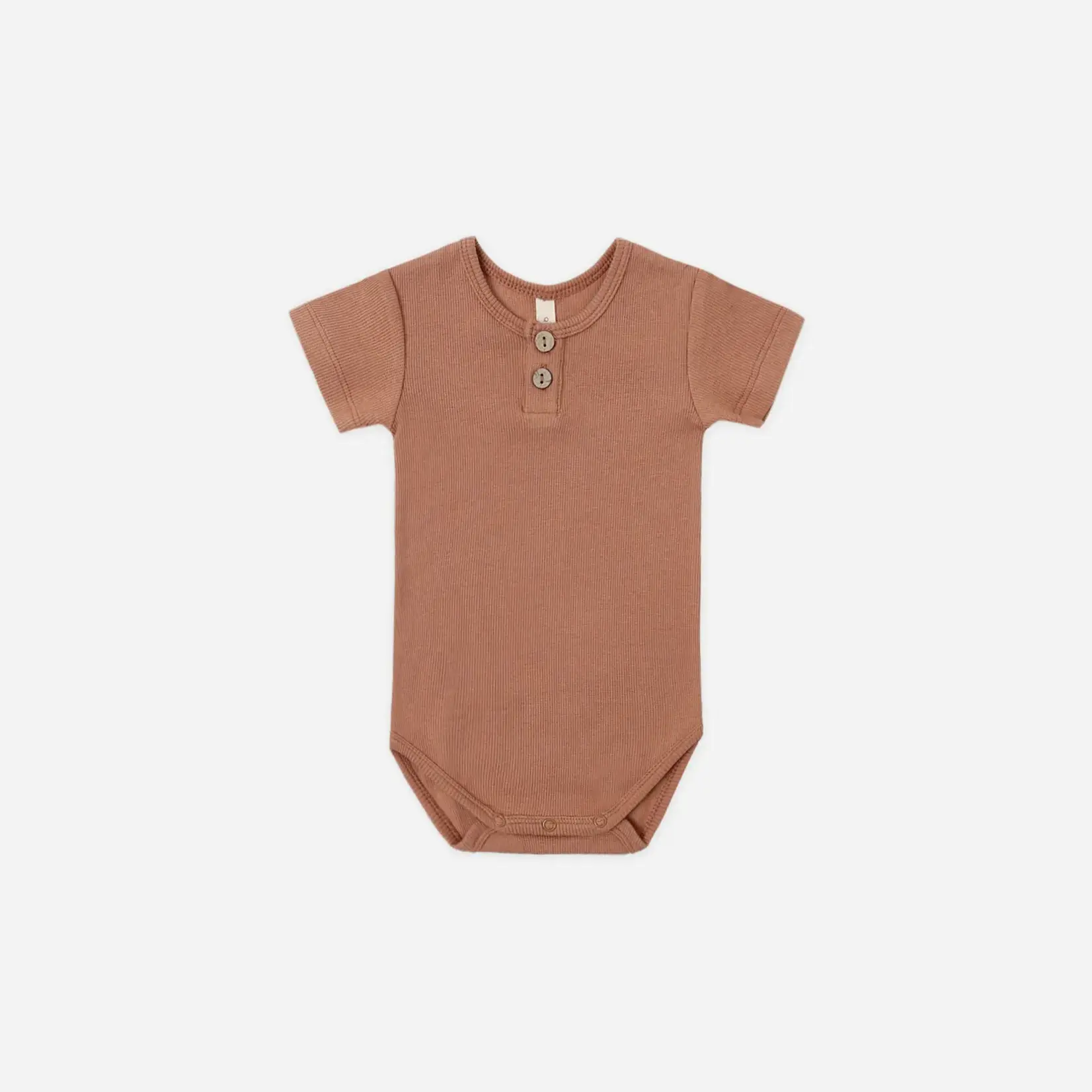 Quincy Mae Ribbed Henley S/S Bodysuit | Poppy