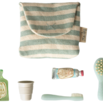 Maileg Toothbrush Set in Bag, Mouse - Blue