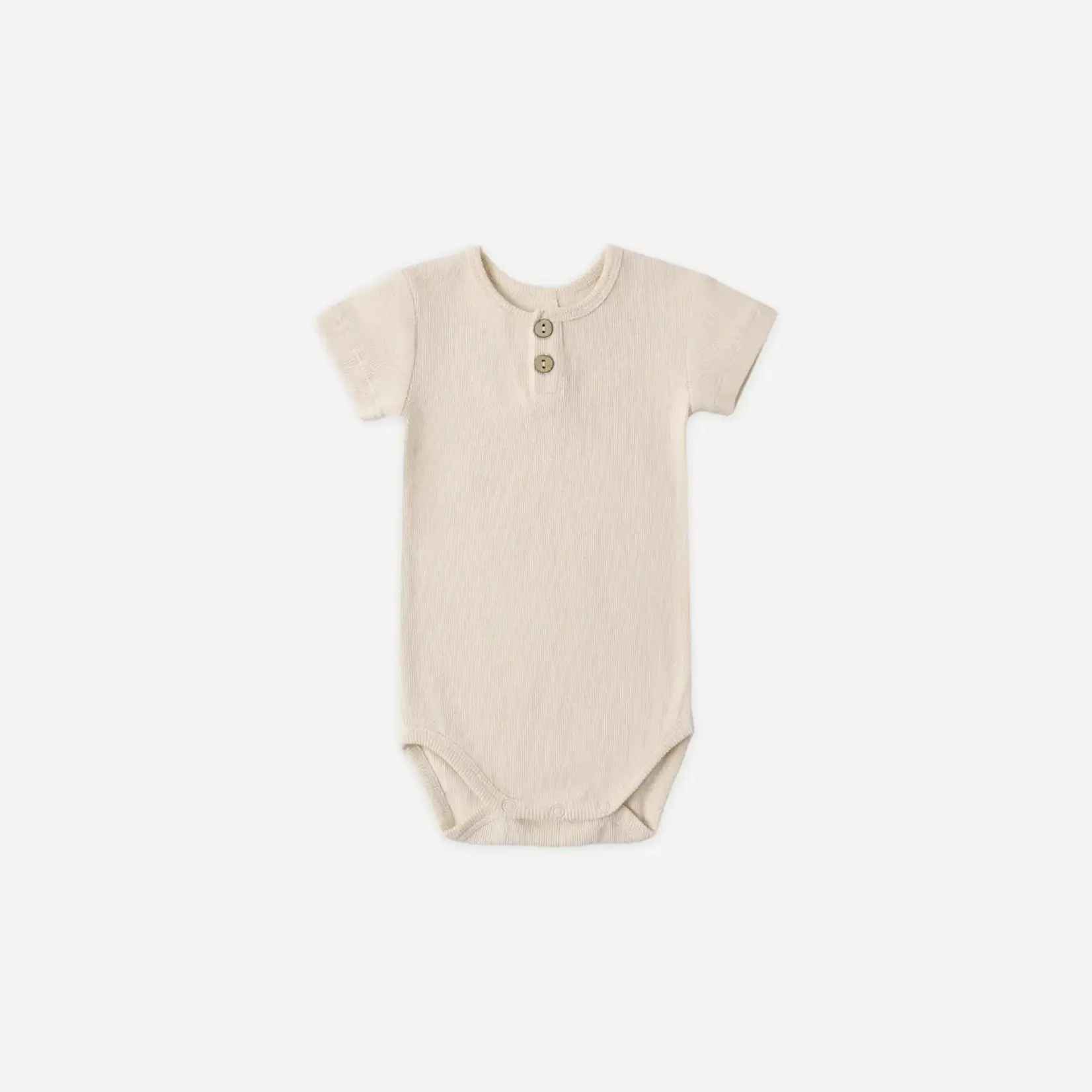 Quincy Mae Ribbed Henley S/S Bodysuit | Ecru
