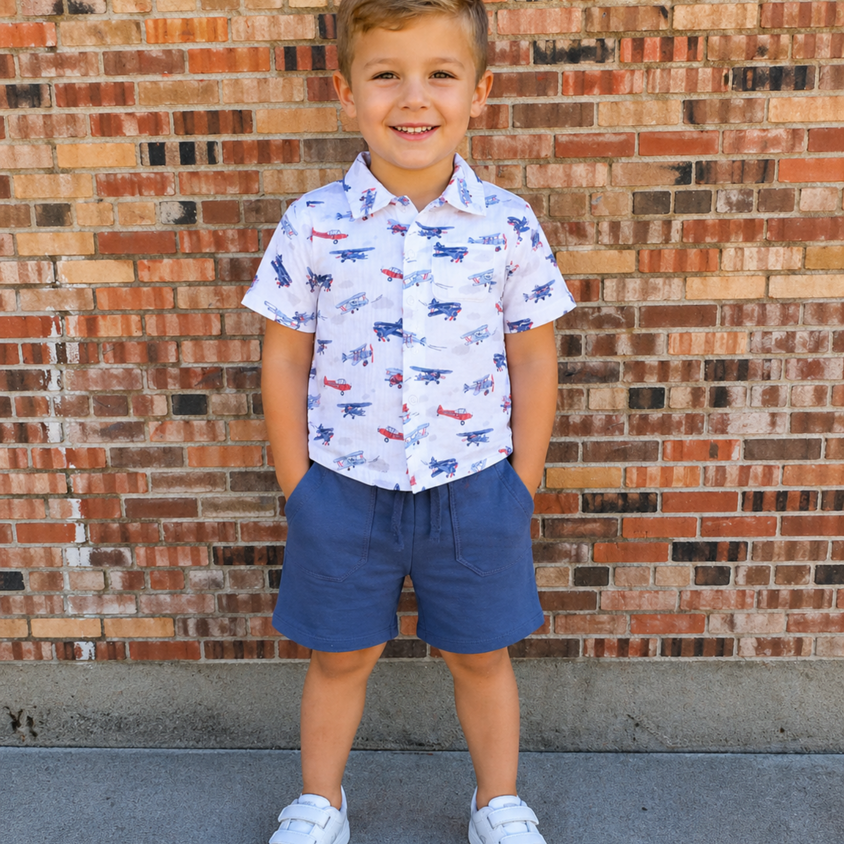 Angel Dear Polo + Shorts | Vintage Airplanes