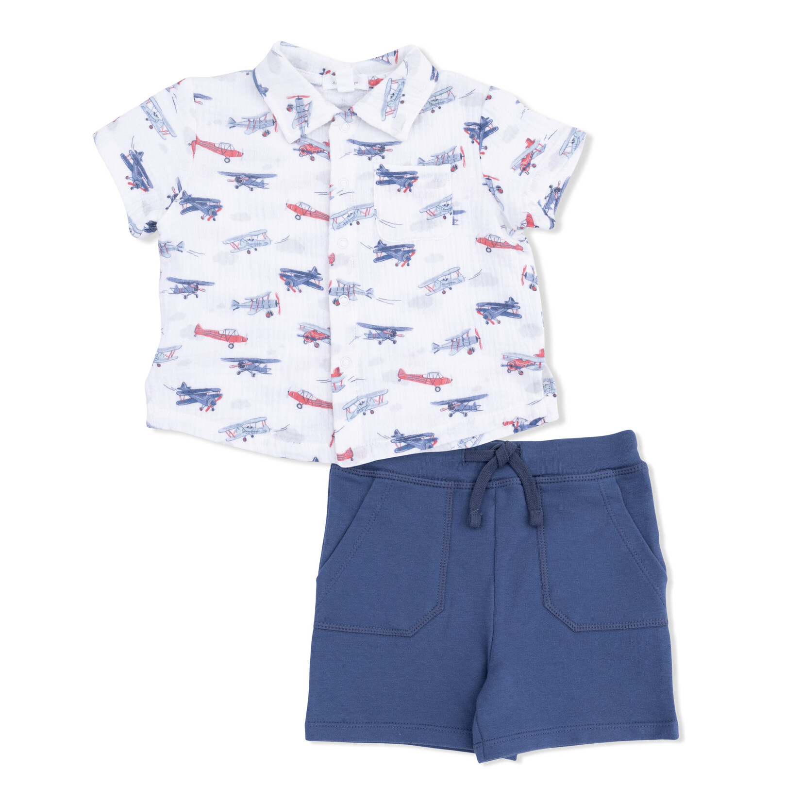 Angel Dear Polo + Shorts Baby | Vintage Airplanes