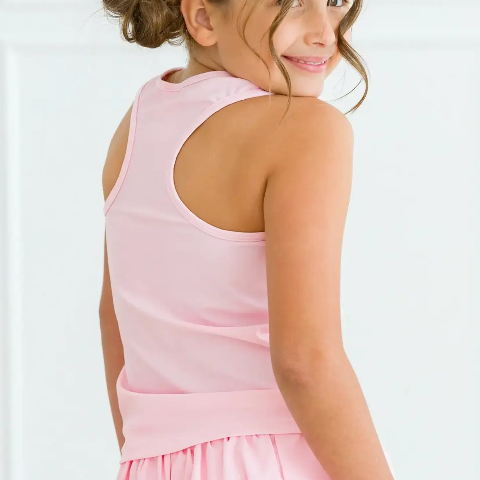 RuffleButts Girls Pink Active Tank Top  -  Pink